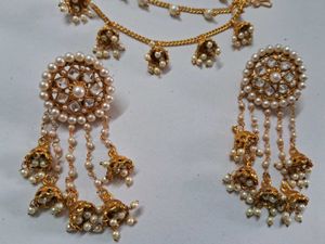 Traditional Indian Pearl &amp; Jhumka Jewellery Set