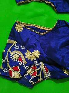 parrot green Saree with Designer Blouse