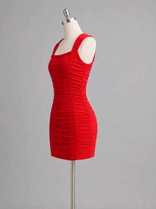 H&amp;M Red Ruched Bodycon Dress