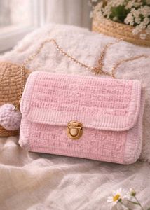 Cute Pink Corduroy Crossbody Bag