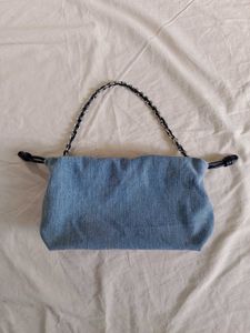 Denim Shoulder Bag with Chain Strap