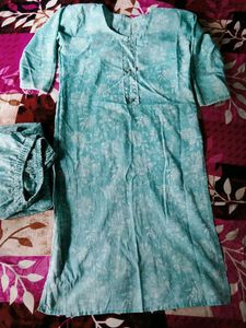 Beautiful Blue Printed Kurta Set with Dupatta