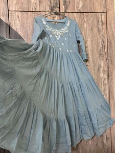 Elegant Blue Embroidered Dress