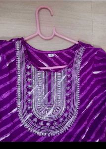 New Purple Cotton Nyaracut Kurti..