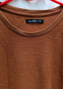 Men's Textured Brown T-Shirt | Zudio
