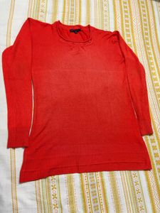Cozy Orange Long-Sleeve Knit Top