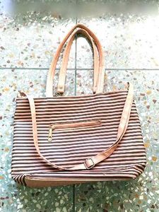 Striped Tote Bag with Adjustable Strap