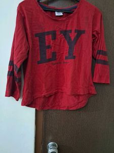 Red "EY" Long Sleeve Tee