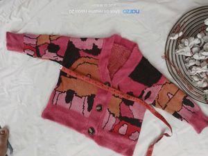 Girl's Pink Patterned Cardigan