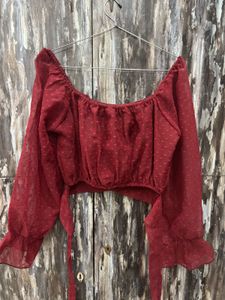 Sheer Red Heart Dot Blouse