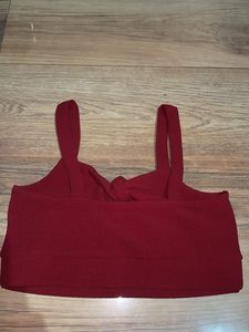 Chic Red Tie-Front Crop Top