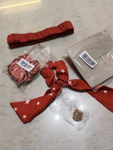 Red Satin Hair Accessories Set