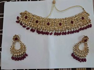 Choker necklace with Traditional Indian Earrings