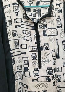 Black &amp; White Printed Kurta