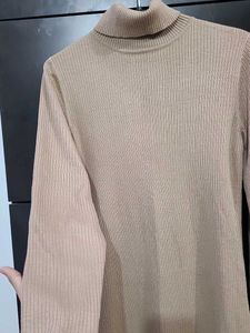 Exported Elegant Beige Knit Winter Dress