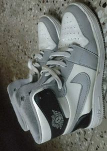 Stylish Grey & White High-Top Sneakers