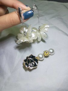 Floral Drop Earrings & cute hair clip