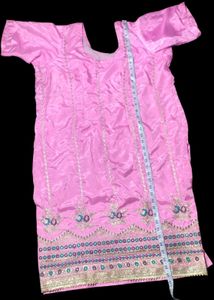Pink Embroidered Women's Salwar Suit Set with Dupa