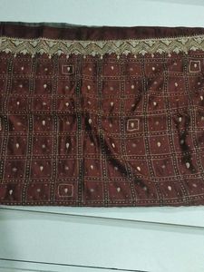 Maroon Silk Saree with Intricate Embroidery