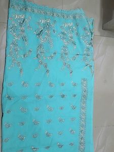 Beautiful Blue Embroidered dupata