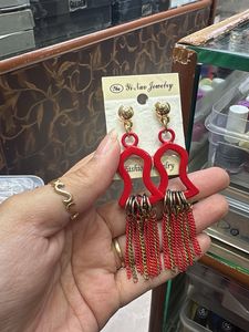 Red & Gold Tassel Dangle Earrings any 1