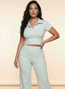 Mint Green Cropped Polo Top