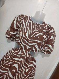 Trendy Zebra Print Cut-Out Mini Dress