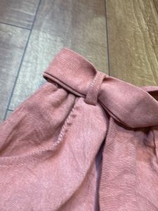 Pink Corduroy Button-Up Skirt with Belt