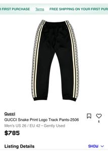 GUCCI GG Monogram Snake Print Black Jogger