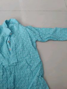 Chic Teal Embroidered Kurta &amp; GREEN COMBO OF 2
