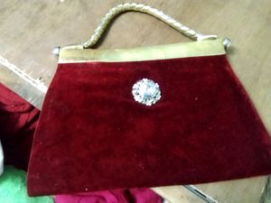 Beautiful Maroon Purse With Elegant White  Stone.
