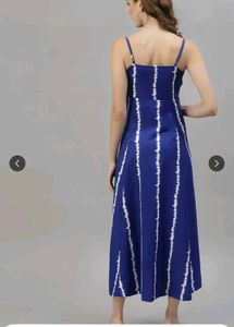 Stylish Blue Tie-Dye Maxi Dress XXL size