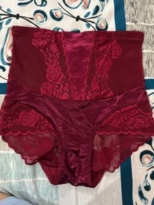 Elegant Burgundy Lace Briefs and tummy tuck