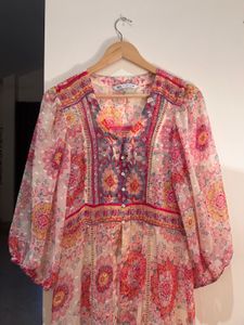 Bohemian Floral Print Midi Dress