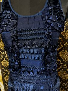Elegant Navy Blue Textured Dress