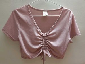 Solid Drawstring Ruched Top