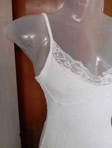 White Lace Trim Cami Slip Dress