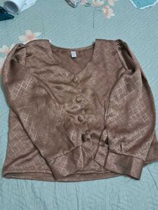 Elegant Brown Textured Blouse