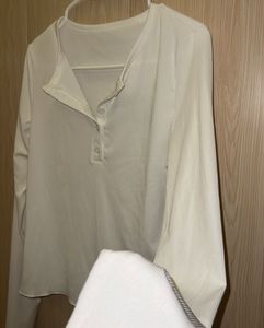 White Long Sleeve Henley Top