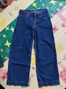 Blue Wide Leg Denim Jeans