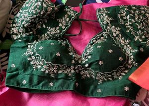 Designer Embroidered Green Blouse