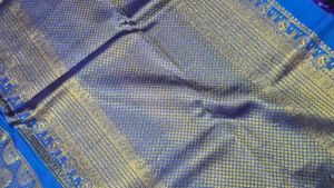 Royal Blue &amp; Gold Banarasi Silk Saree