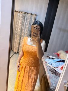 Orange Smocked Maxi Dress🦋🎀