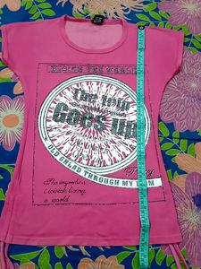 Dream Heart Pink Stylish Top For Girls, Size -S