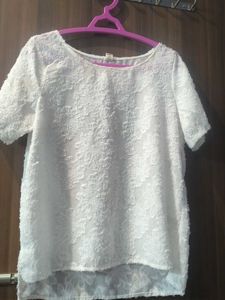 Textured White Short Sleeve Top