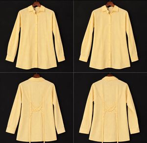 Yellow & White Pinstripe Corset Back Shirt