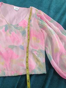 Sheer Floral Print Long Sleeve Top