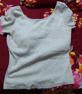 Grey Fitted Scoop Neck padded Top