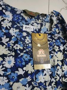 Blue Floral Kurta