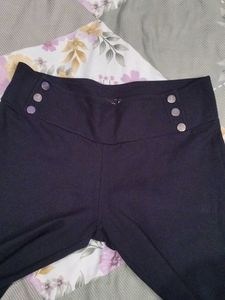 Black Textured Cropped Pants